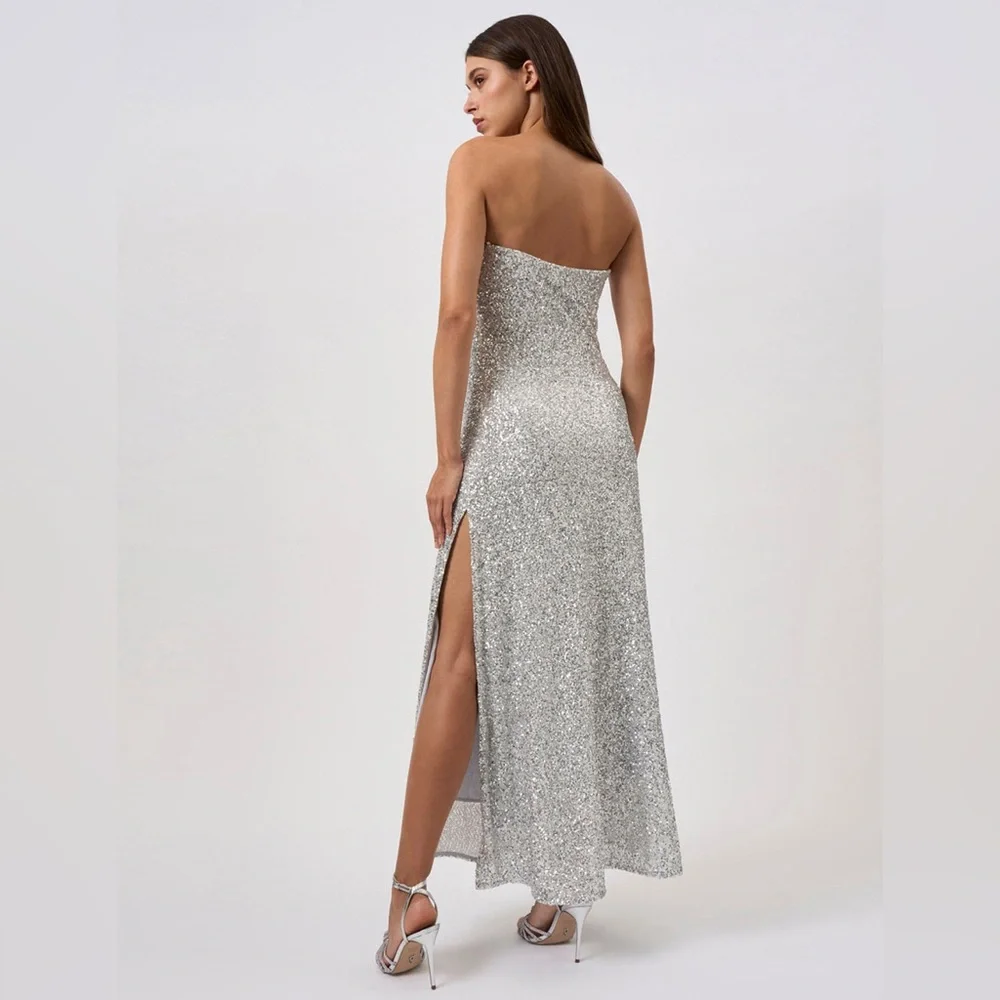 By Johnny sequin strapless side slit maxi dress nwot - Picture 2 of 4